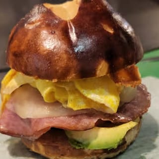 Organic Egg Sandwich on a Pretzel Bun